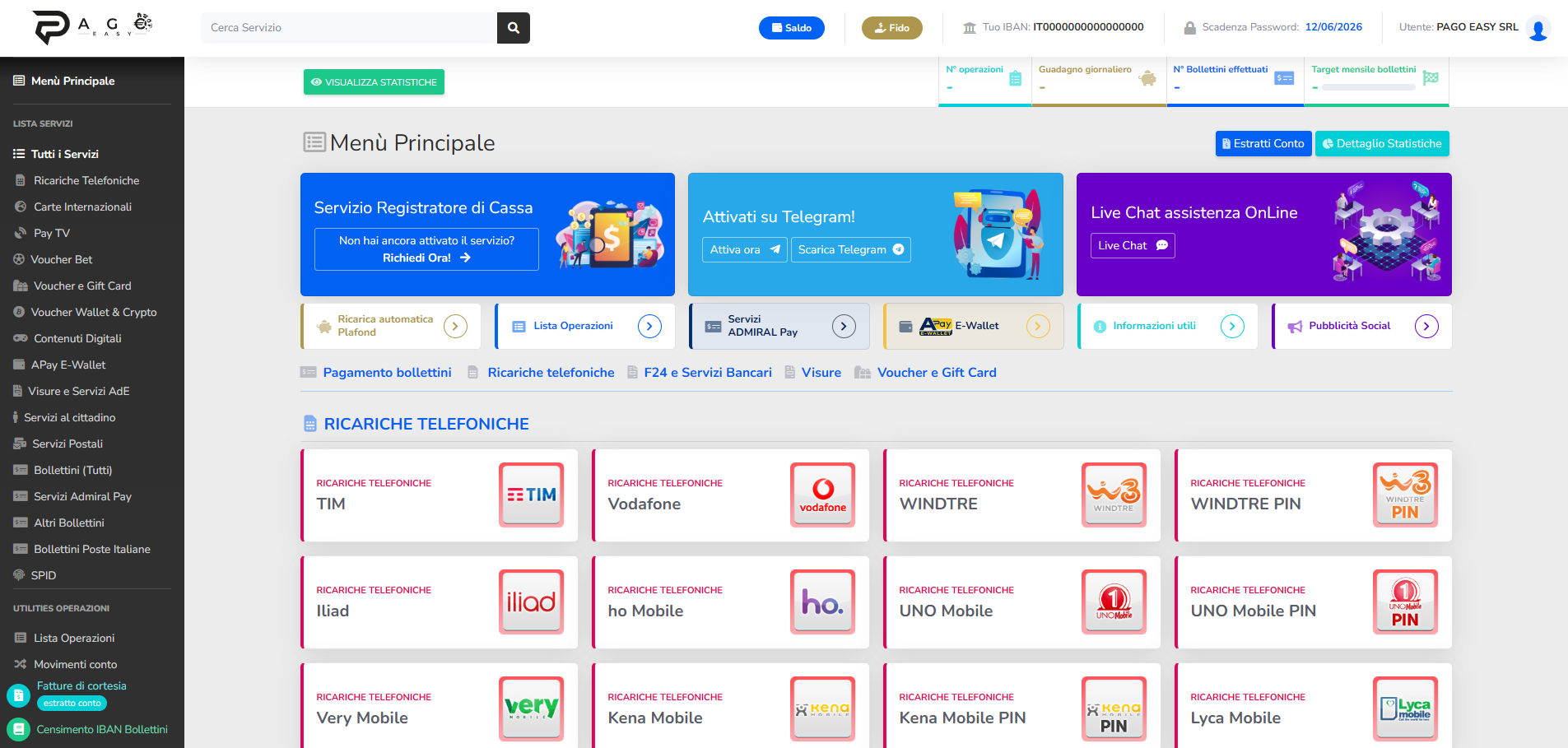 Interfaccia Operatore Pagoeasy